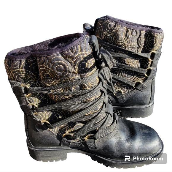 TIMBERLAND Quilted Golden Swirl Leather Lace-Up Boots 6.5 - Picture 6 of 16